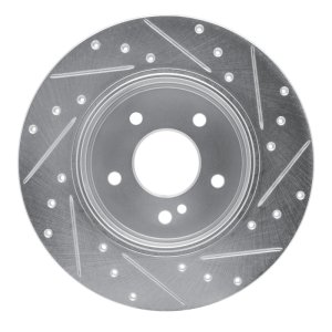 Mercedes-Benz E320 Brake Rotor (1) - Rear Left - R1 Concepts - Drilled & Slotted - Silver - `98-`03